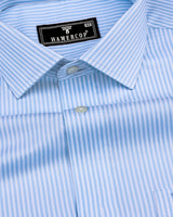 Wilton Blue With White Stripe Premium Cotton Shirt