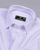 White With Purple Printed Premium Dobby Cotton Shirt