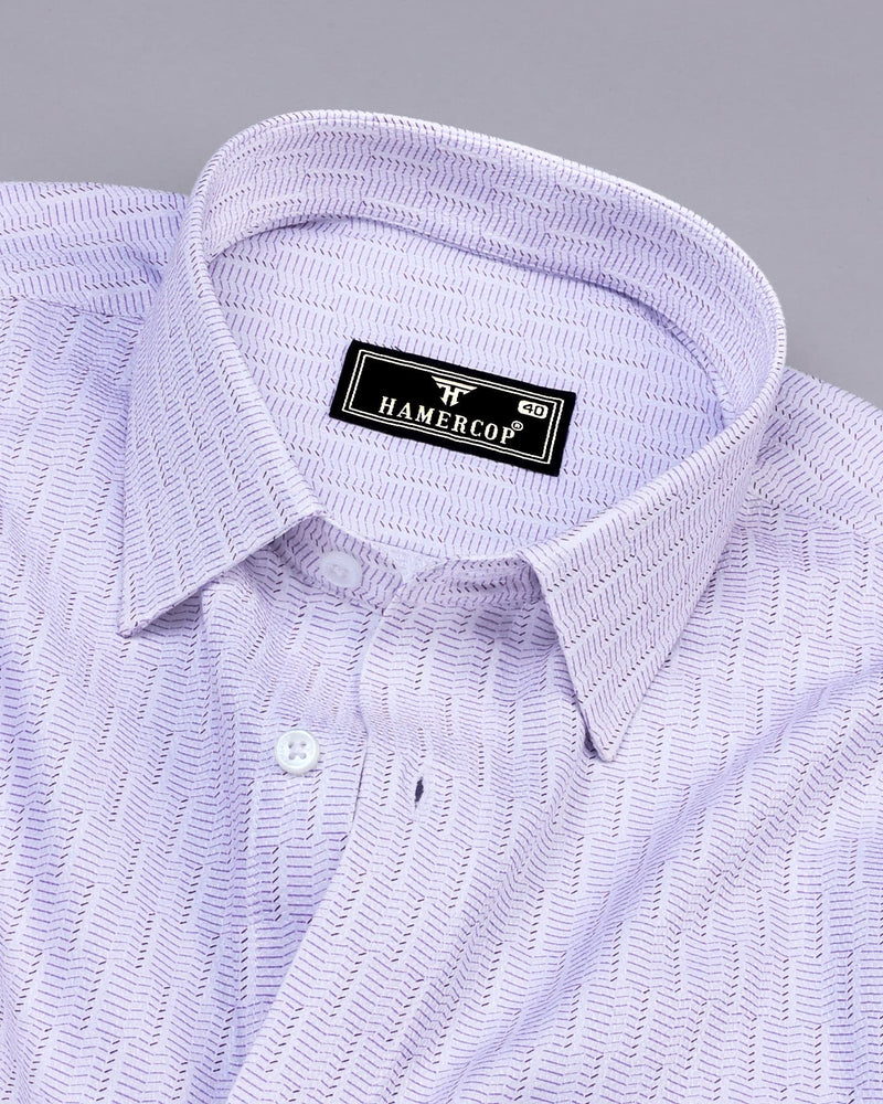 White With Purple Printed Premium Dobby Cotton Shirt