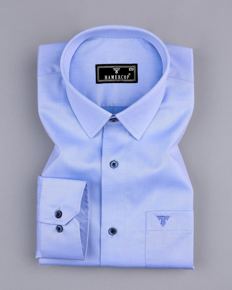 Whale Blue Twill Soft Cotton Solid Formal Shirt