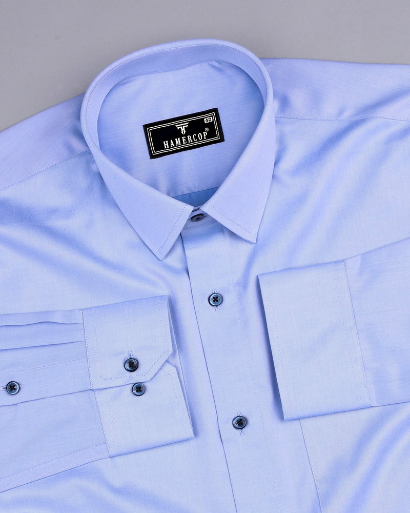 Whale Blue Twill Soft Cotton Solid Formal Shirt