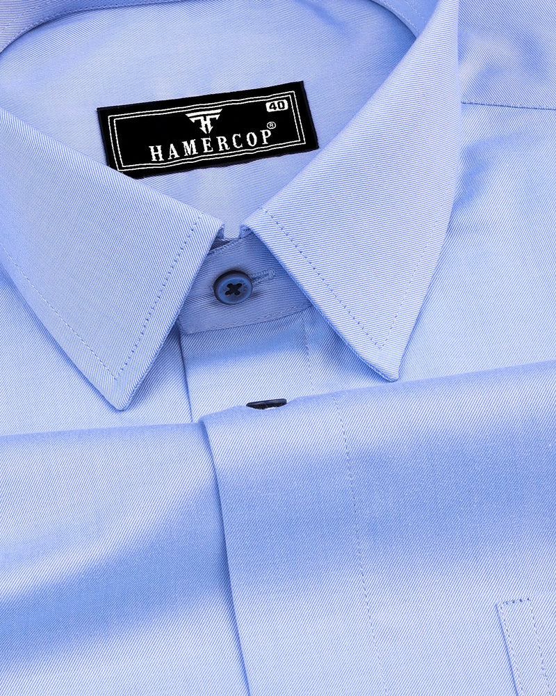 Whale Blue Twill Soft Cotton Solid Formal Shirt