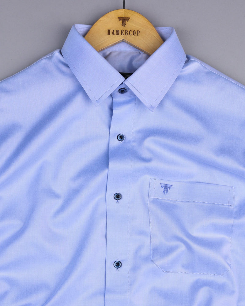 Whale Blue Twill Soft Cotton Solid Formal Shirt