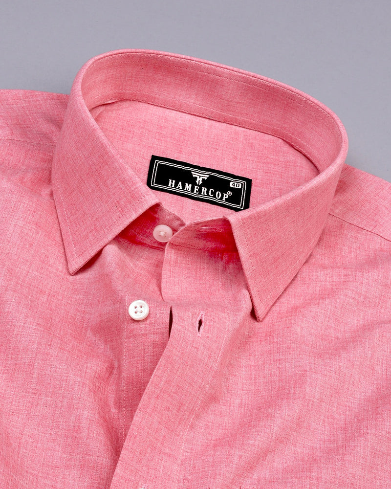 Planet Pink Melange Cotton Formal Shirt