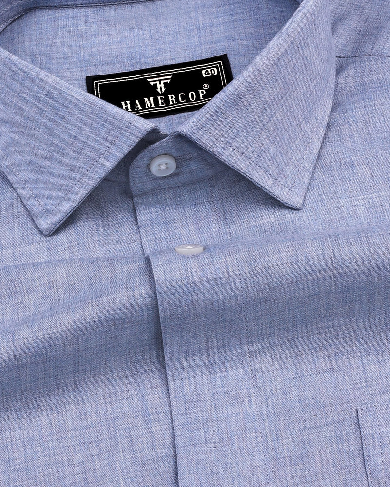 Planet Gray Melange Cotton Formal Shirt