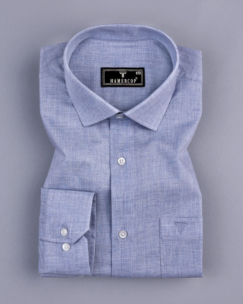 Planet Gray Melange Cotton Formal Shirt