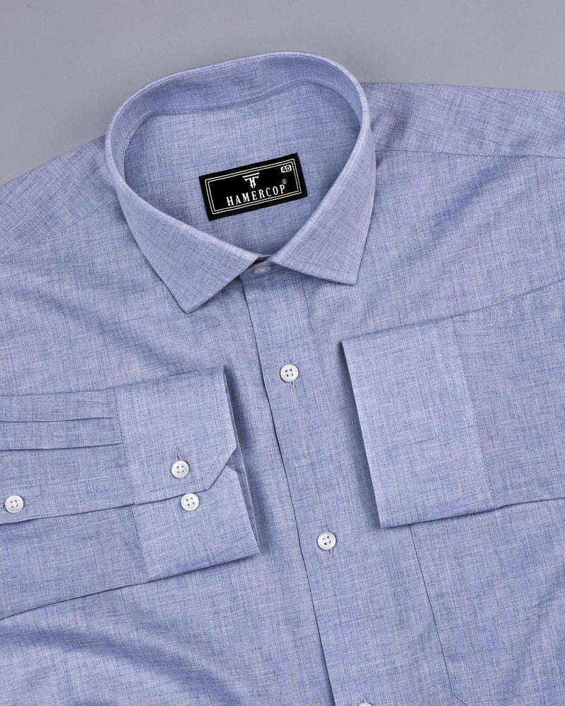 Planet Gray Melange Cotton Formal Shirt