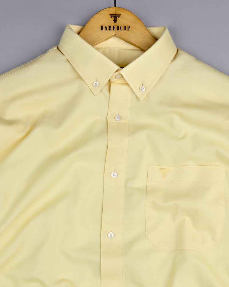 Corn Yellow Plaid Flannel Solid Cotton Shirt