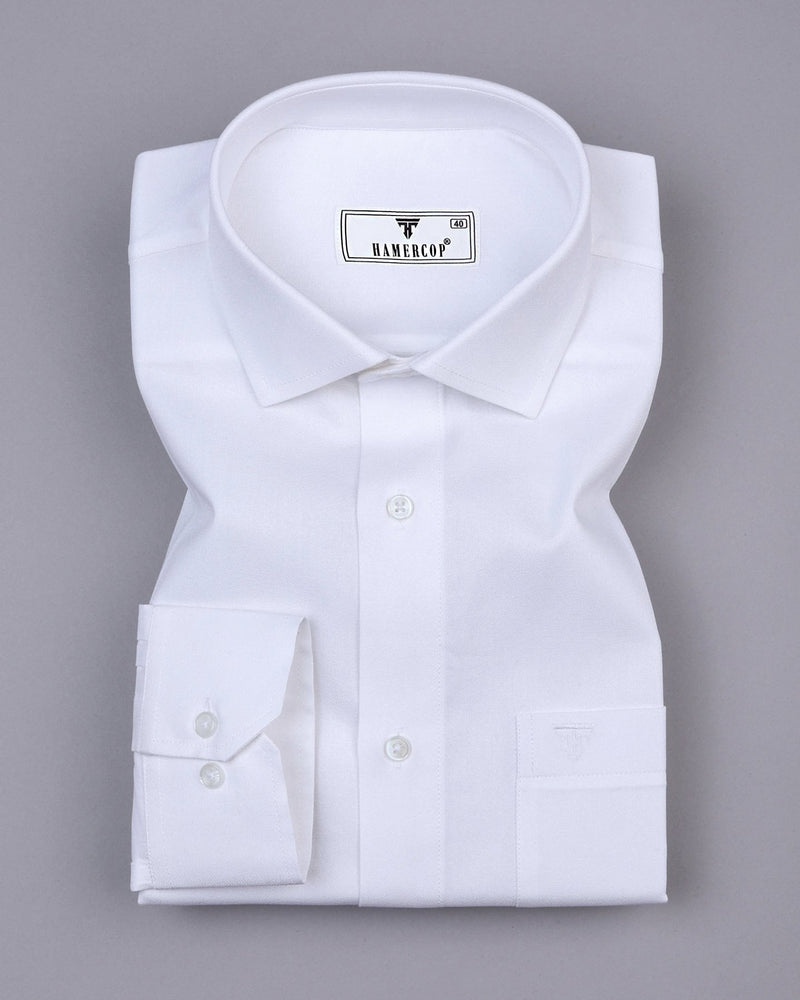 Delicate White Plain Creape Cotton Shirt