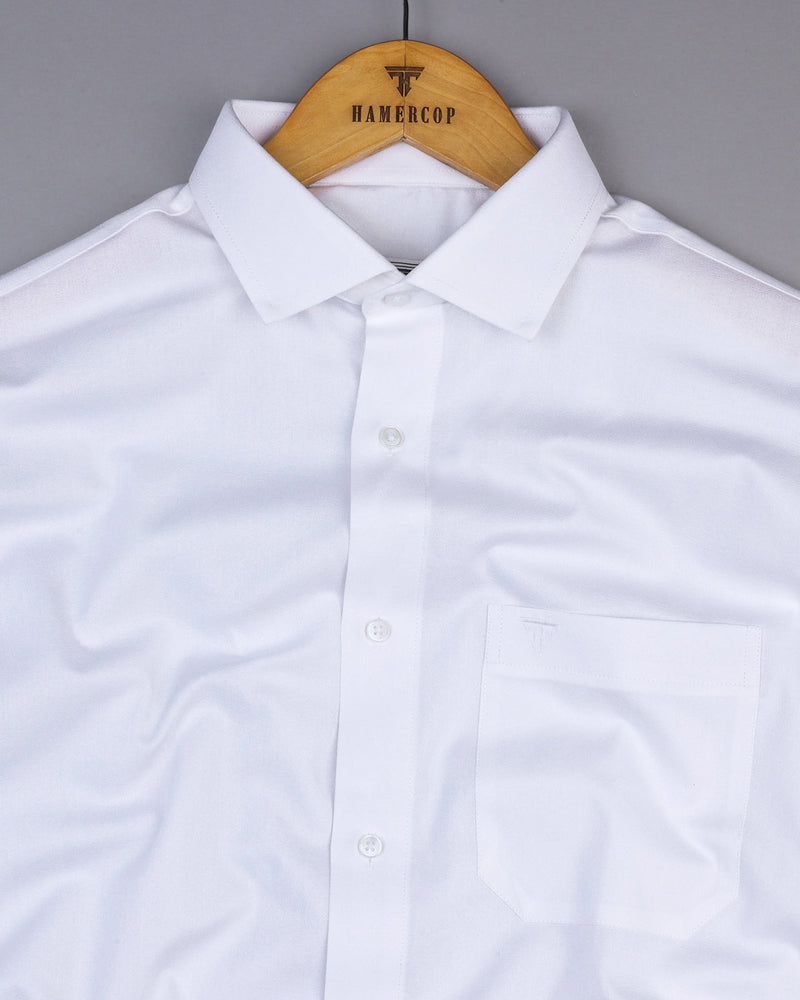 Delicate White Plain Creape Cotton Shirt