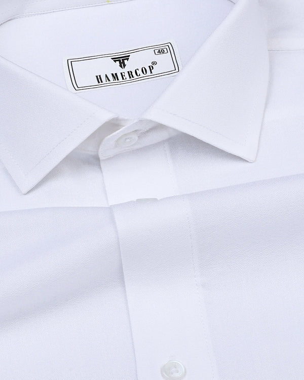 Delicate White Plain Creape Cotton Shirt