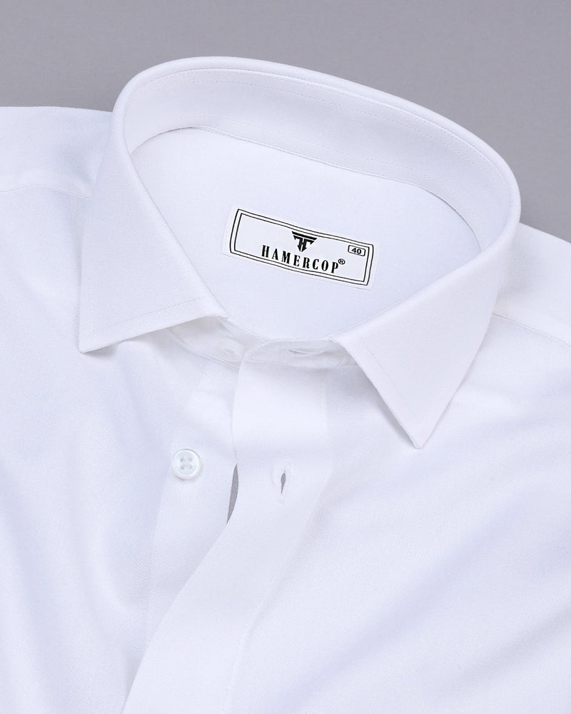 Delicate White Plain Creape Cotton Shirt