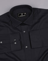 Delicate Black Plain Creape Cotton Shirt