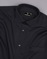 Delicate Black Plain Creape Cotton Shirt