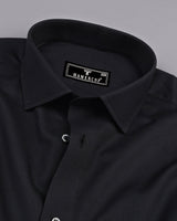 Delicate Black Plain Creape Cotton Shirt