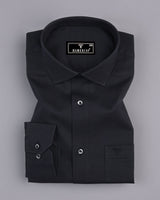 Delicate Black Plain Creape Cotton Shirt