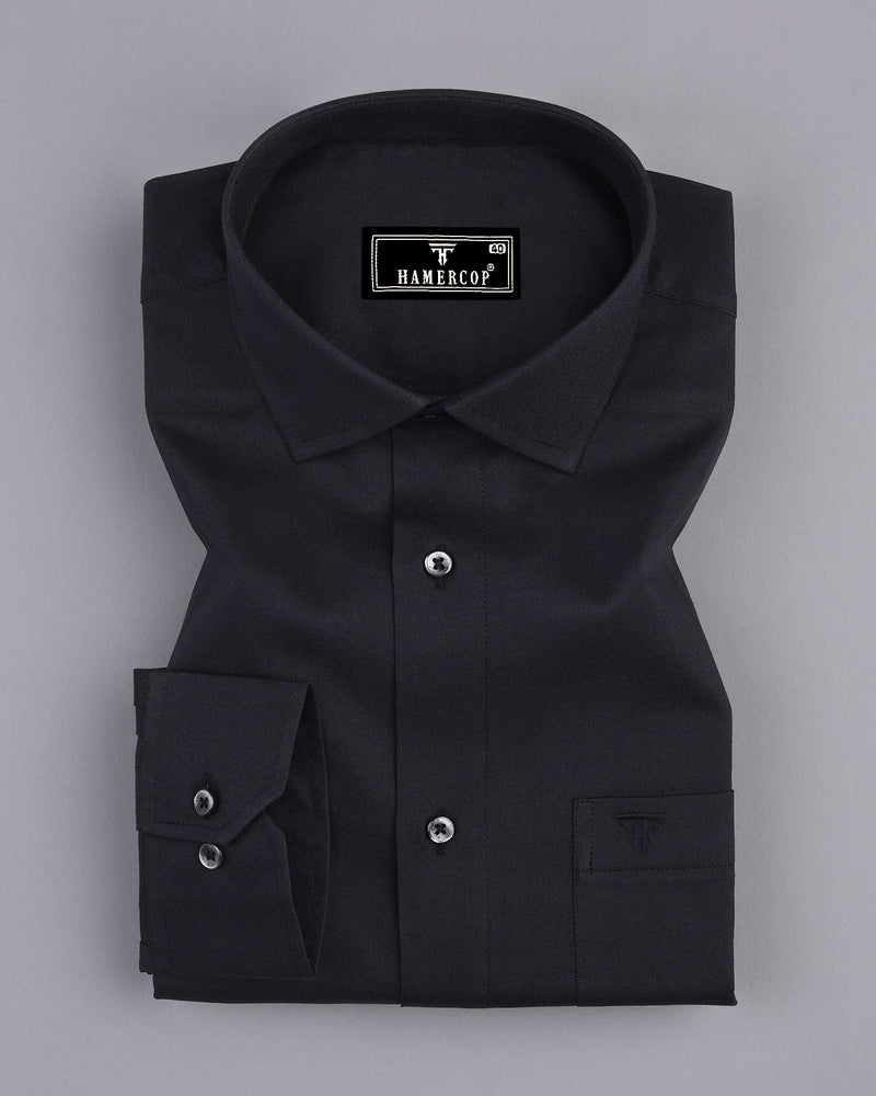 Delicate Black Plain Creape Cotton Shirt