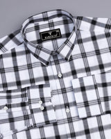 Caxito White With Black Dobby Check Cotton Shirt