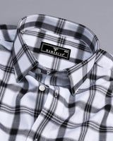 Caxito White With Black Dobby Check Cotton Shirt