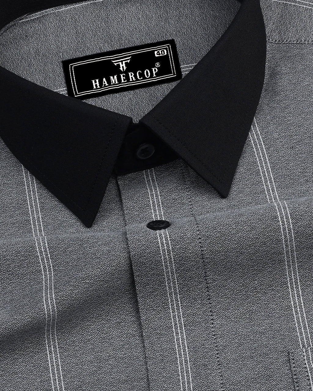 Nobel Gray With White Stripe Dobby Cotton Designer Shirt – Hamercop