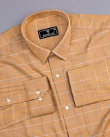 Dessert Sand Cream With White Check Cotton Shirt