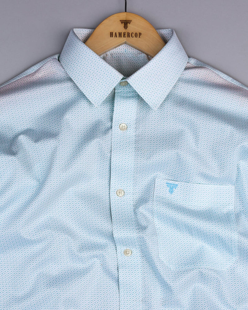 Antrim Green With White Twill Printed Cotton Shirt