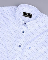 Hemlock White With Blue Poplin Printed Cotton Shirt