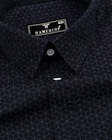 Basalt Black With SkyBlue Geometrical Printed Cotton Shirt