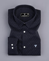 Basalt Black With SkyBlue Geometrical Printed Cotton Shirt