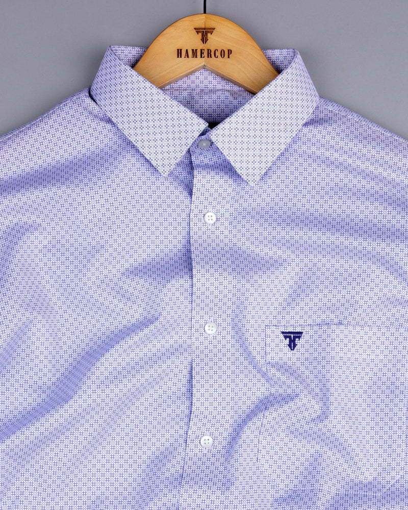 Frinton Blue With White Twill Printed Premium Cotton Shirt