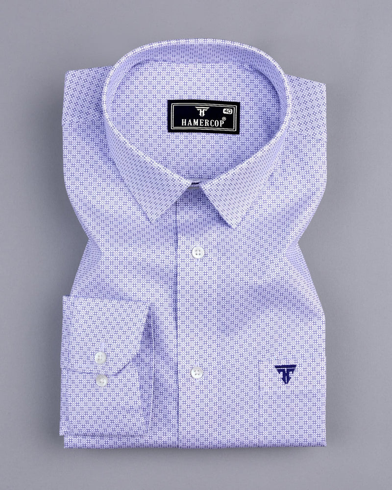 Frinton Blue With White Twill Printed Premium Cotton Shirt