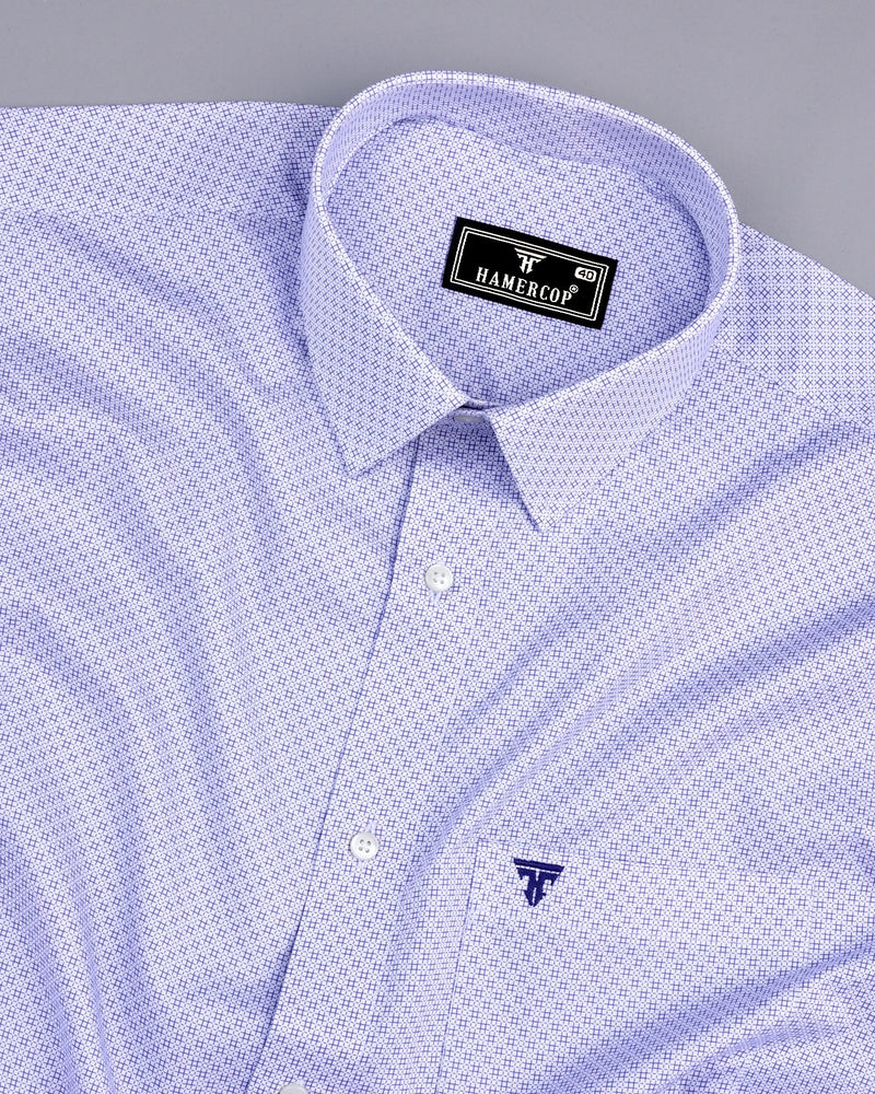 Frinton Blue With White Twill Printed Premium Cotton Shirt