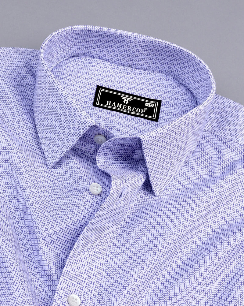 Frinton Blue With White Twill Printed Premium Cotton Shirt