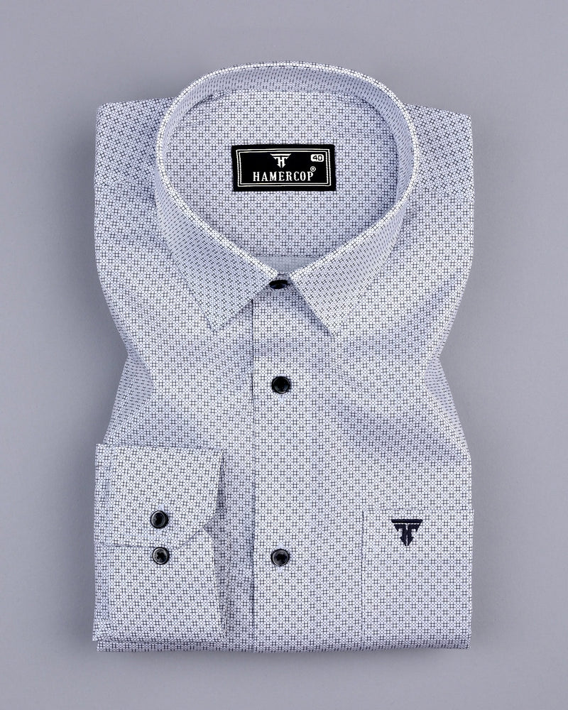 Frinton Gray With White Twill Printed Premium Cotton Shirt