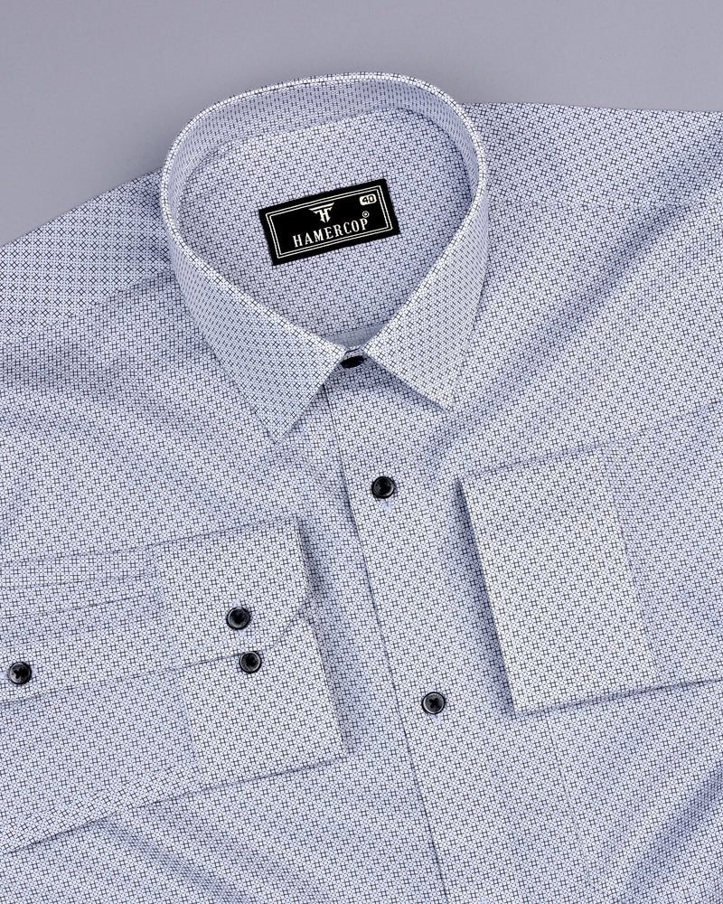 Frinton Gray With White Twill Printed Premium Cotton Shirt