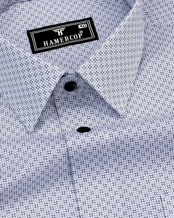 Frinton Gray With White Twill Printed Premium Cotton Shirt