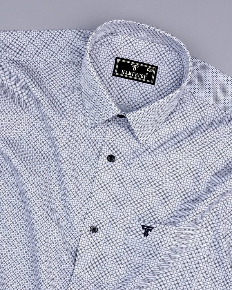 Frinton Gray With White Twill Printed Premium Cotton Shirt