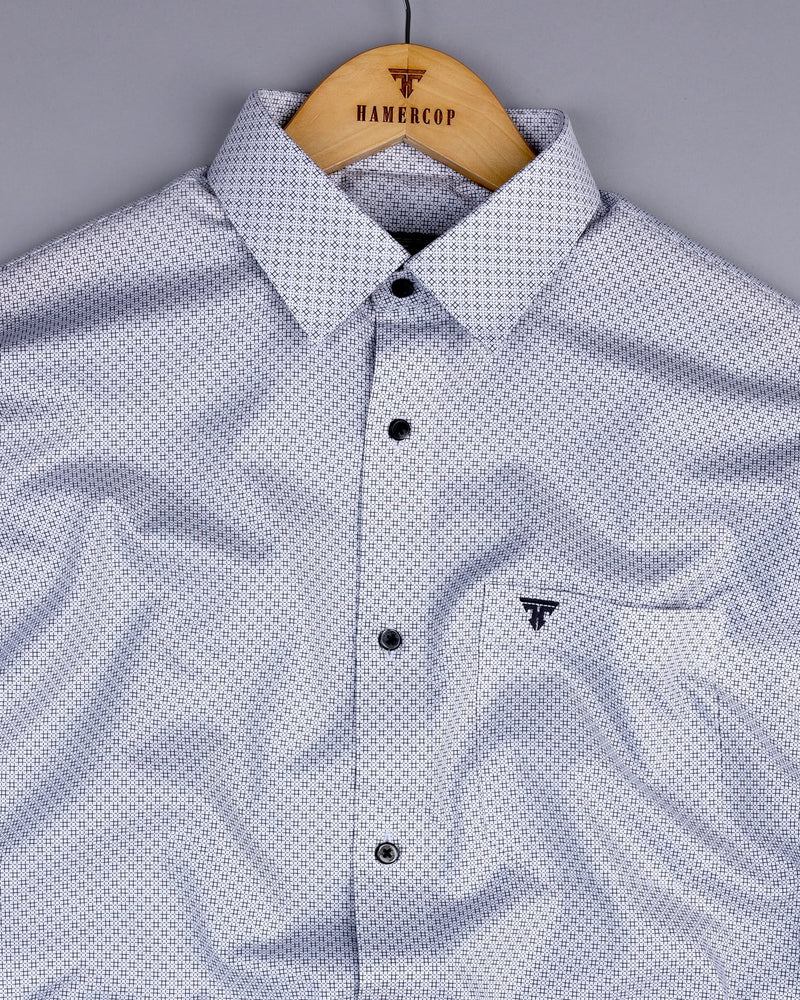 Frinton Gray With White Twill Printed Premium Cotton Shirt