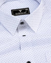 Wolf White With Gray Polka Dot Printed Cotton Shirt