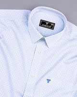 Rezina White With SkyBlue Check Twill Printed Cotton Shirt