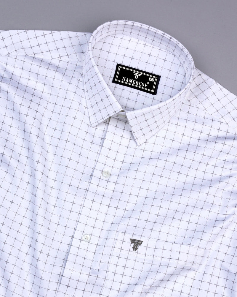 Essen White With Gray Check Premium Cotton Shirt