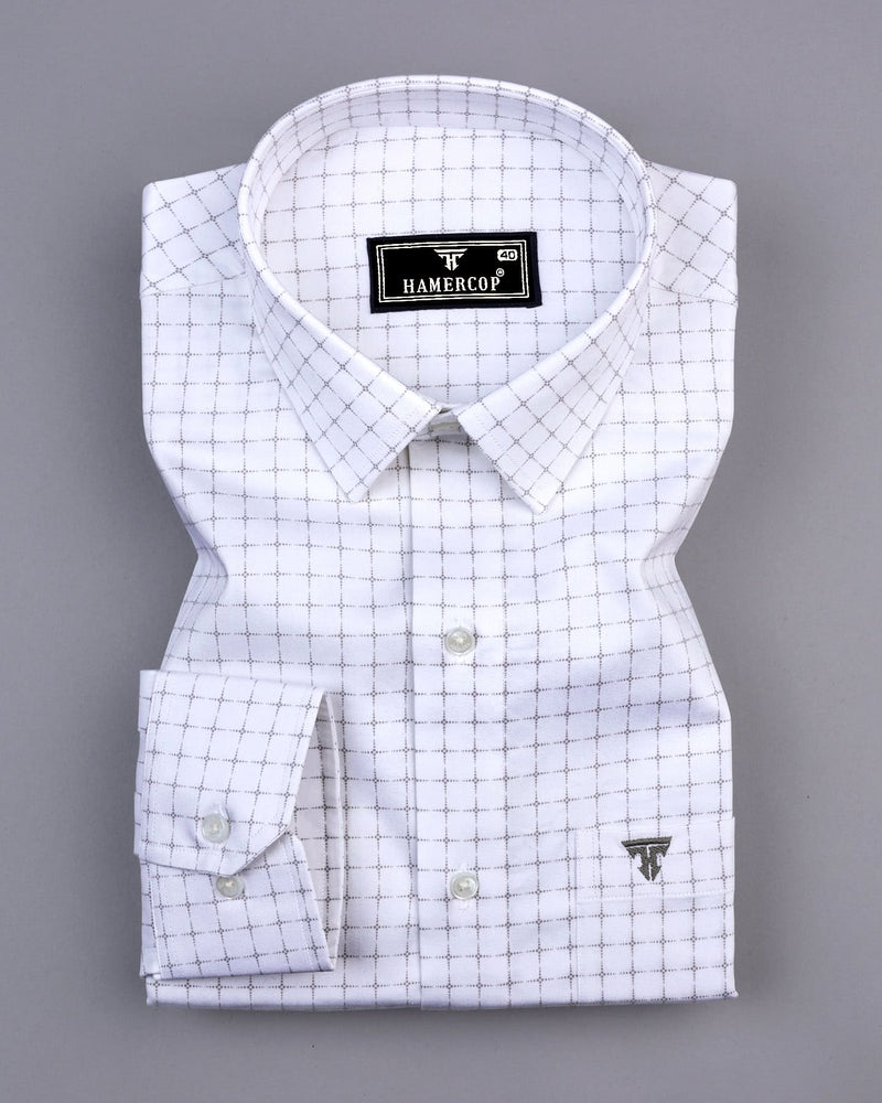 Essen White With Gray Check Premium Cotton Shirt