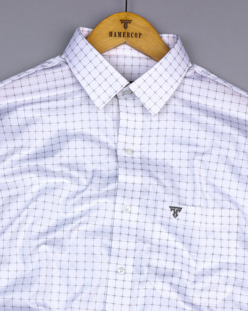 Essen White With Gray Check Premium Cotton Shirt