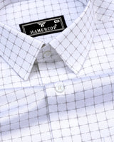 Essen White With Gray Check Premium Cotton Shirt