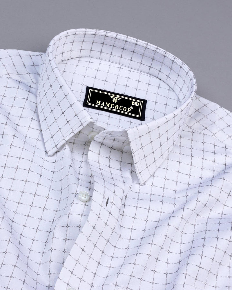 Essen White With Gray Check Premium Cotton Shirt