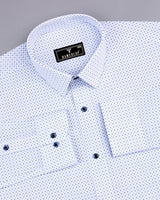 Starlet White With Blue Poplin Printed Cotton Shirt