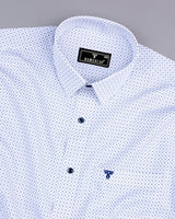 Starlet White With Blue Poplin Printed Cotton Shirt