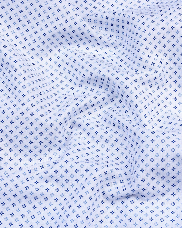 Starlet White With Blue Poplin Printed Cotton Shirt