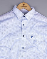 Starlet White With Blue Poplin Printed Cotton Shirt