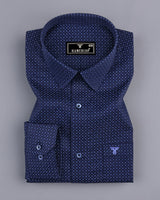 Cortona NavyBlue Twill Printed Formal Cotton Shirt